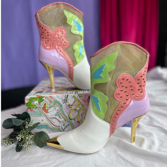 Jeffree Star Shoes - Jeffree Star Nevrtheles White Mesh Multi Butterfly Western Boots Heels Size 8M